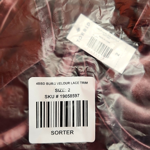 ❤️NWT VINTAGE TORRID LINGERIE BABYDOLL CHEMISE VELOUR LACE SHEER MESH WINE PLUS - Picture 5 of 12